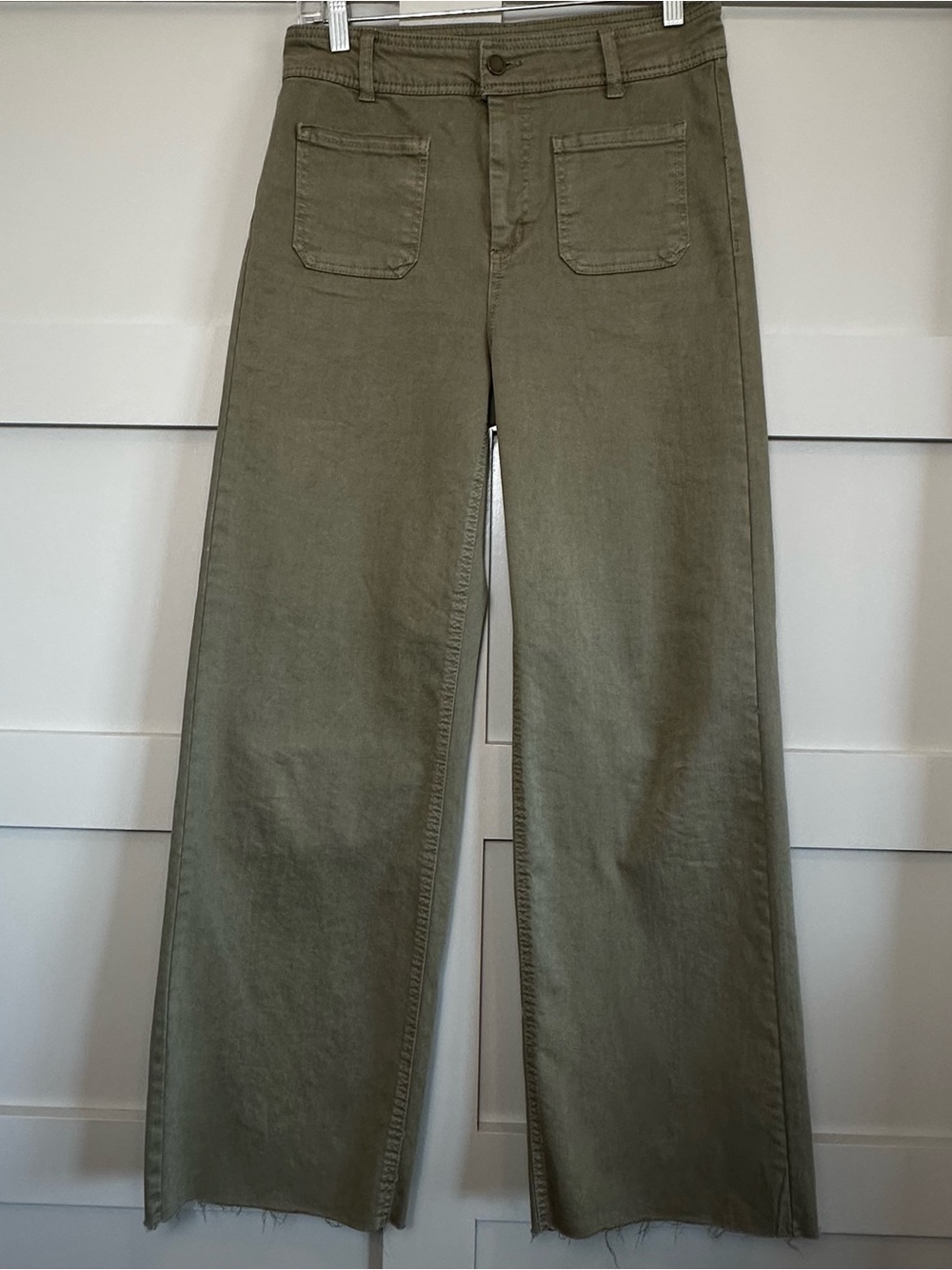 OAT New York Wide Leg Fray Bottom Pants Green Women’s 6/28 Sailor High Waisted